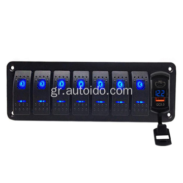 12V 7 Gang Rocker Switch Panel για βάρκα